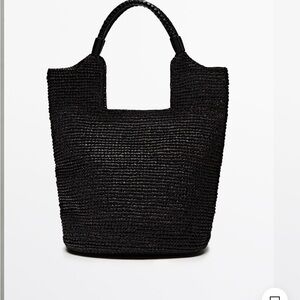 NWOT Massimo Dutti Raffia Leather Bag